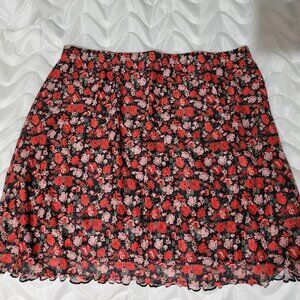 Red floral skirt